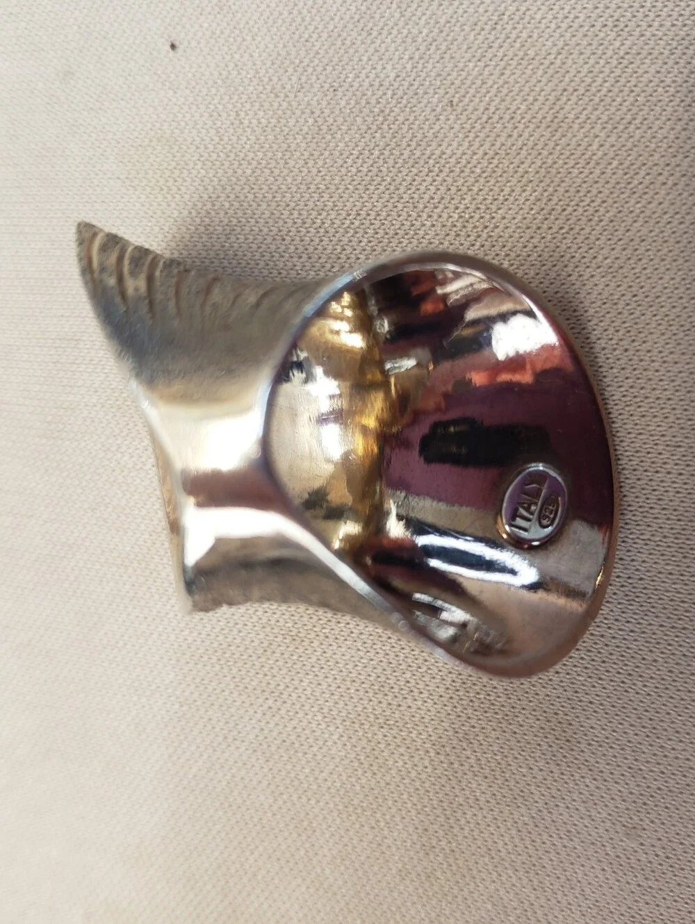 Sterling Silver Rose Gold Vermeil Modernist Curved Ribbed Textured Ring Size 5.5